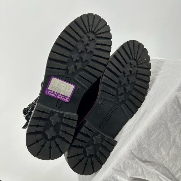 NWOB Womens Black Leather Tommy Hilfiger Buckle Platform Combat Ankle Boots 8.5M - Picture 8 of 8